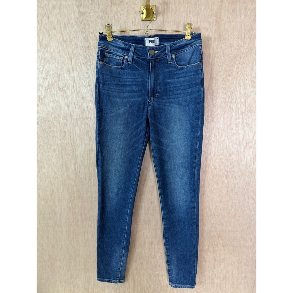 Paige Hoxton Ankle Skinny Jeans Women 27 Medium Wash High Rise Stretch Denim